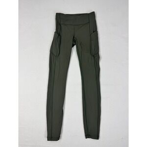 Lululemon Speed Up Full length Tight Olive Green Running Leggings Pockets Size 4